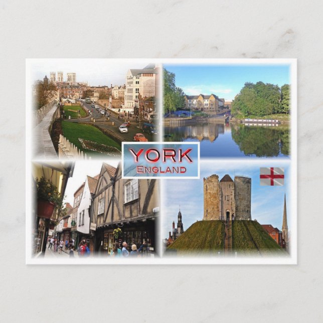 GB York ^ Walls and Minster - River Ouse - Shamble Postcard (Front)