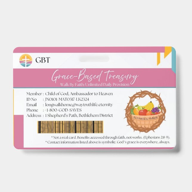 GBT Badge (Remember Christian Grace) ID Badge (Front)