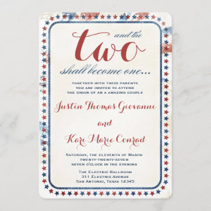 GC All American Red White Blue Wedding Ivitation Invitation