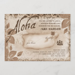Gc   Aloha Luau Island Brown Invitation