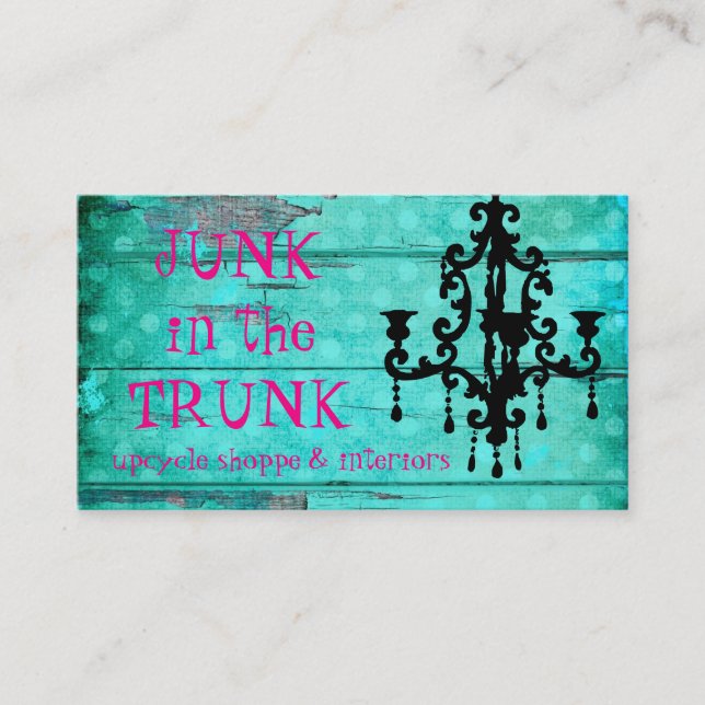 GC Aqua Vintage Wood & Chandelier 2 Business Card (Front)