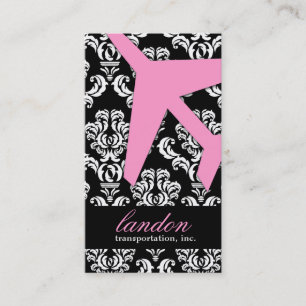 GC   AVIATION TAKE OFF Pink Damask Business Card