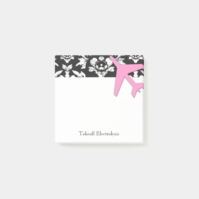 GC Aviation Takeoff Pink Damask POST IT© Post-it Notes (Front)