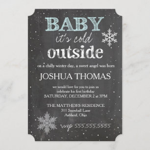 GC Baby It's Cold Outside Winter Birthday Boy Invitation