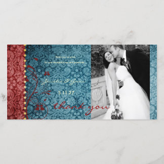 GC | Bejeweled Turquoise & Red Thank You Card