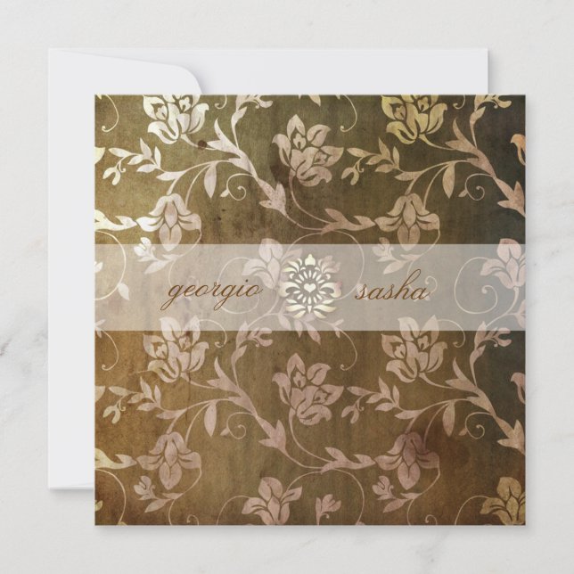 GC | Blissful Brown Floral Vintage Invitation (Front)