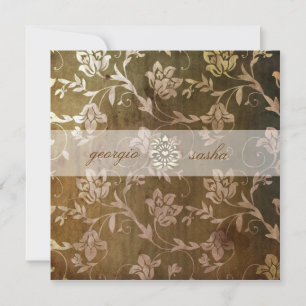 GC Blissful Brown Floral Vintage Invitation