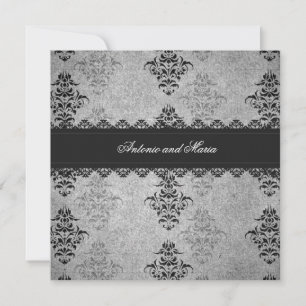 GC   Charcoal Grey Vintage Glam Invitation