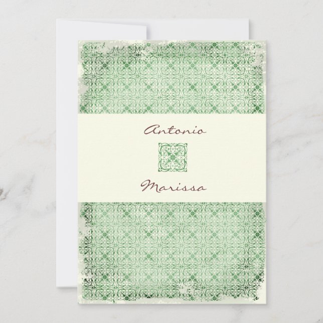 GC | ELEGANT VINTAGE GREEN INVITATION (Front)