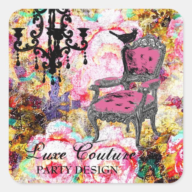 GC Fabulously French Shabby Rose Square Sticker (Front)