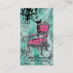 GC Fabulously French Turquoise Damask Business Card