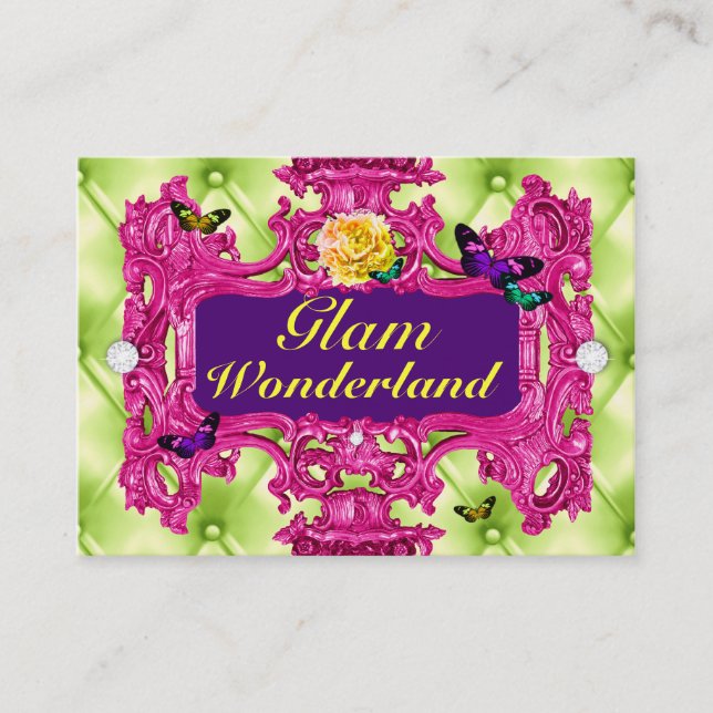 GC Glam Wonderland Pink Lime Tuft Business Card (Front)