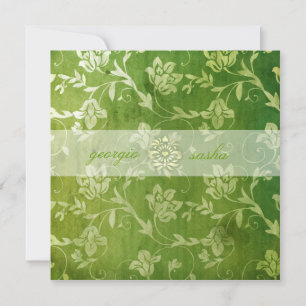 GC Gorgeous Green Floral Vintage Invitation