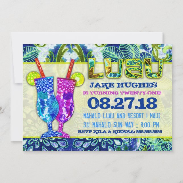 GC Hawaiian Cocktails Royal Caribbean Blue Invitation (Front)