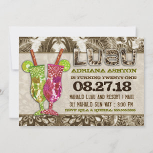 GC Hawaiian Cocktails Sandy Brown Invitation