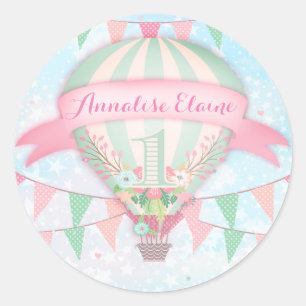 GC Hot Air Balloon First Birthday Sticker Round 2