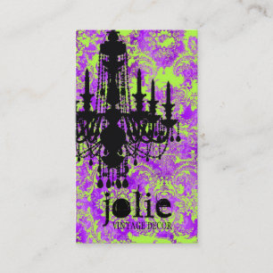 GC Jolie Chandelier Hot Violet Damask Business Card