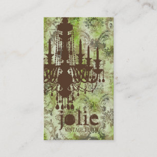 GC Jolie Chandelier Lime Brown Damask Business Card