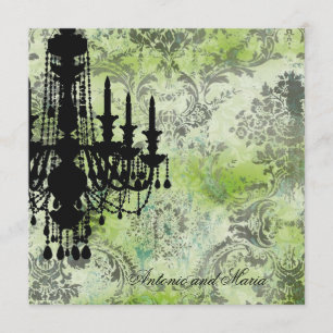 GC Jolie Chandelier Lime Grey Damask Invitation
