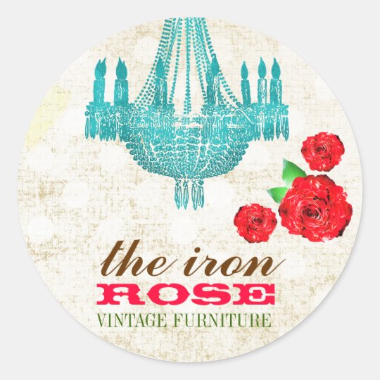 GC Lime Vintage Rose Dots Business Card Classic Round Sticker