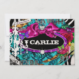 GC Miss Fun n' Fancy Stuff Quinceañera Turquoise Invitation