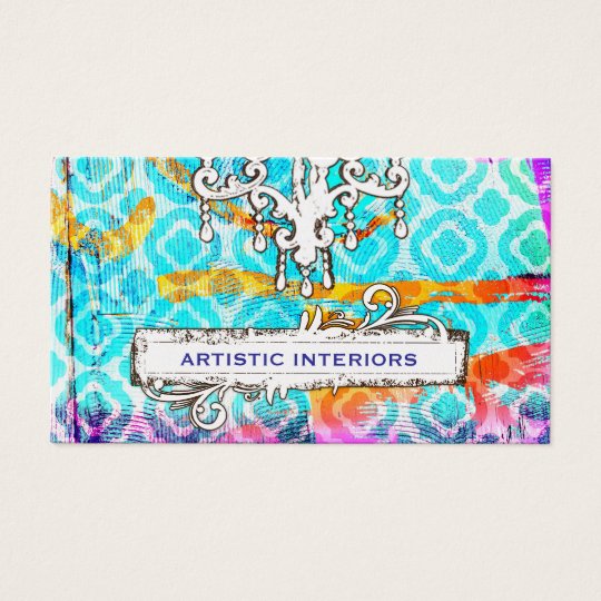 GC Modern Colourful Clover Grunge Wood Business Card