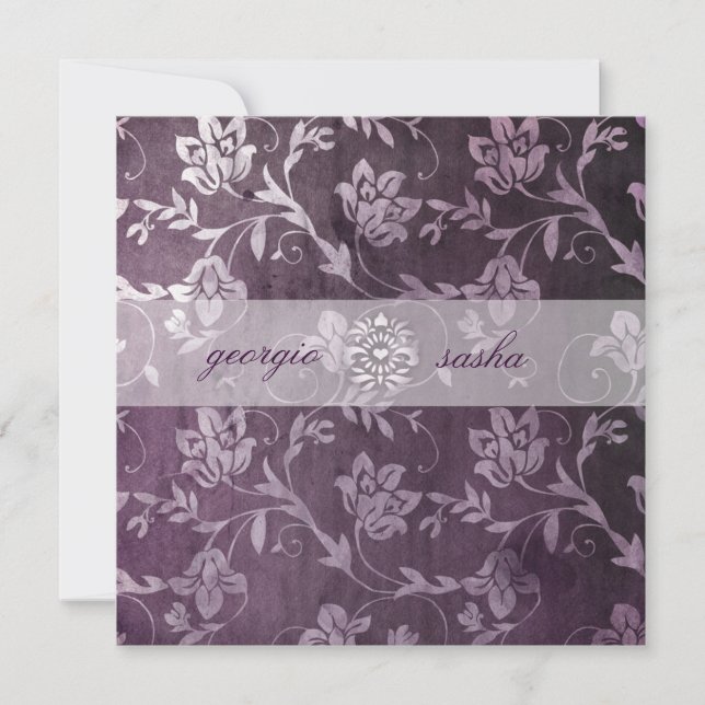 GC Passionately Purple Floral Vintage Invitation (Front)