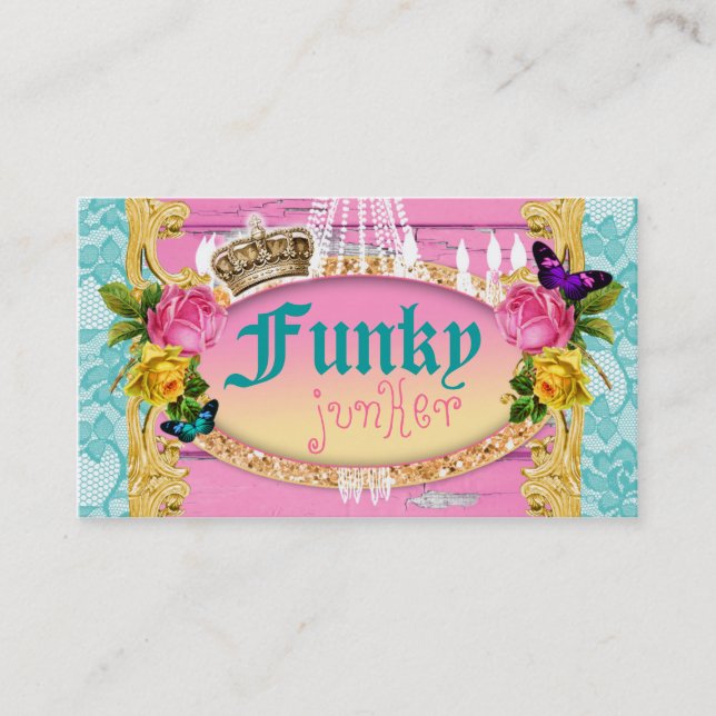 GC Pink Funky Junker Consignment Decor Business Card (Front)