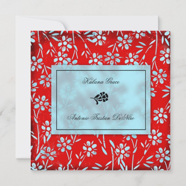 GC | Ruby Red & Turquoise Garden Square Inivtation Invitation (Front)
