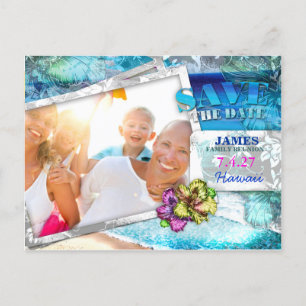 GC Save the Date Family Reunion Vintage Beach v 2 Announcement Postcard