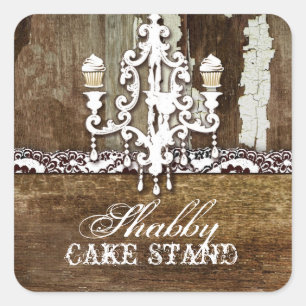 GC Shabby Cake Stand Chandelier Square Sticker