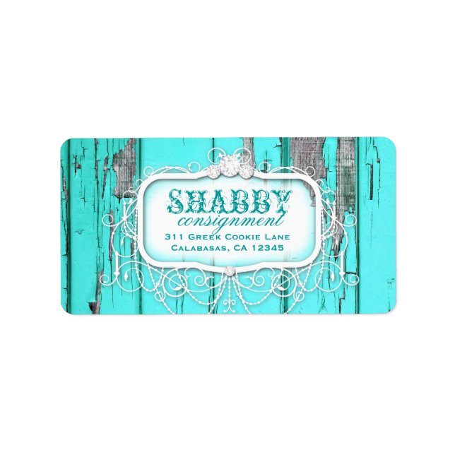 GC Shabby Vintage Aqua Label (Front)