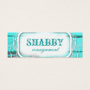 GC Shabby Vintage Aqua Wood Price Tag