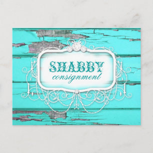 GC Shabby Vintage Aqua Wood Sticker Postcard