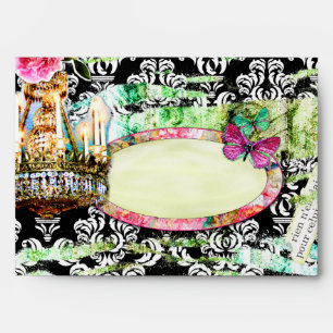 GC   Shabby Vintage Charm Black Damask Envelope