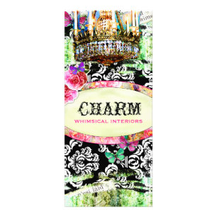 GC Shabby Vintage Charm Black Damask Rack Card
