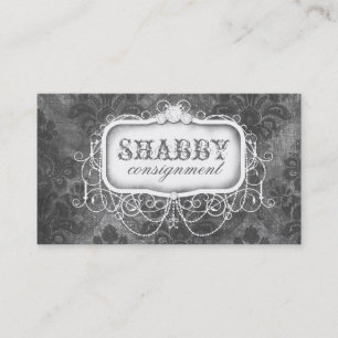 GC Shabby Vintage Grey Damask Business Card