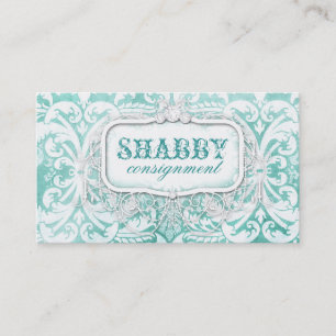 GC Shabby Vintage Turquoise Wood Business Card
