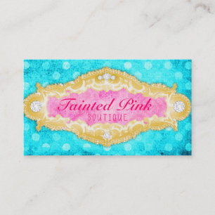 GC Tainted Aqua Pink & Gold Polka Dots Business Card