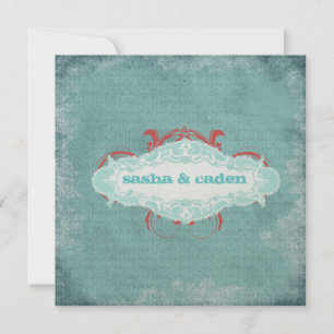 GC Tantalising Turquoise "Aged" Gold Metallic Invitation