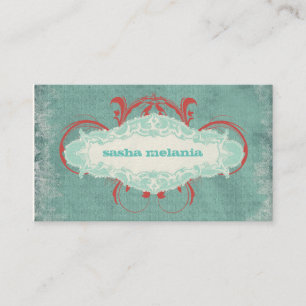 GC   Tantalising Turquoise Red "Aged" Business Card