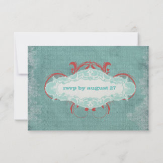 GC | Tantalising Turquoise Red "Aged" | Gold RSVP Card
