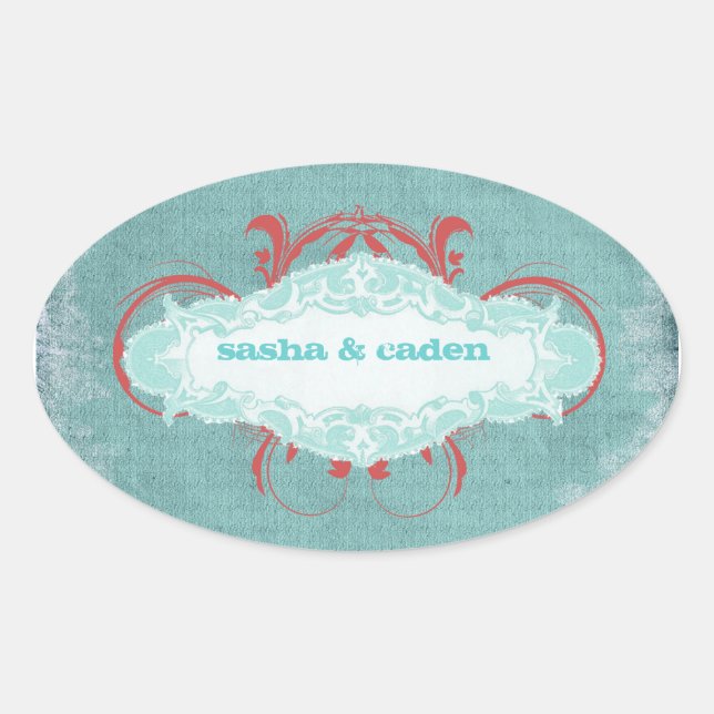 GC | Tantalising Turquoise Red "Aged" Oval Sticker (Front)