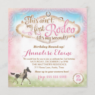 GC This Ain't My First Rodeo 2nd Birthday Invitation