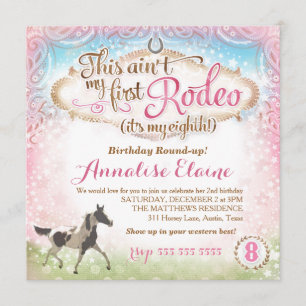 GC This Ain't My First Rodeo 8th Birthday Invitation