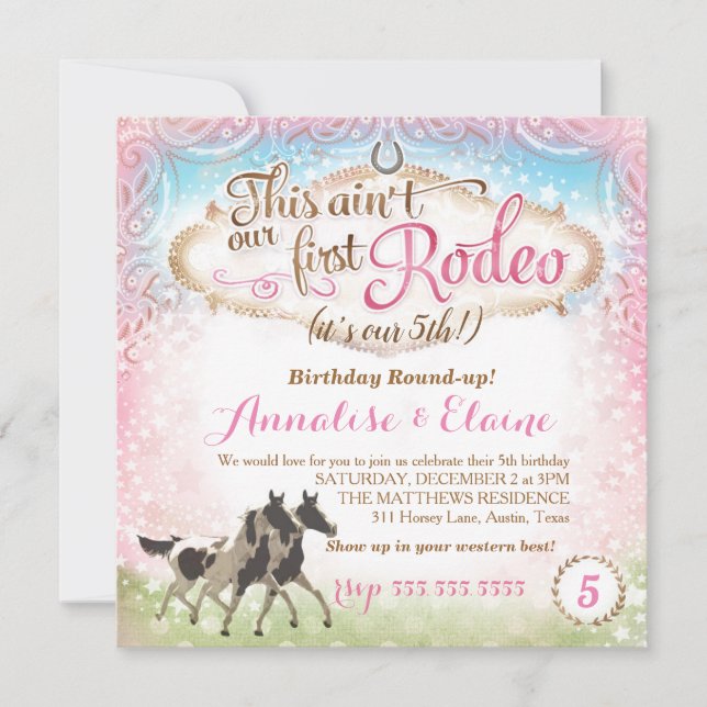GC This Ain't Our First Rodeo Twins Invitation (Front)