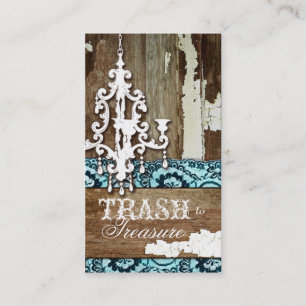 GC   Trash to Treasure Chandelier Aqua Blue Business Card