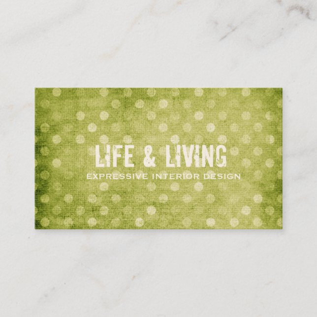 GC | Vintage Textured Green Dots Business Card (Front)