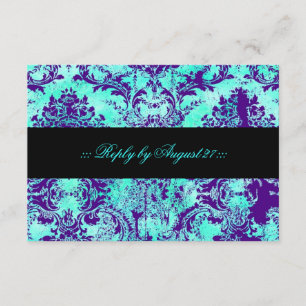 GC Vintage Turquoise & Purple Damask RSVP