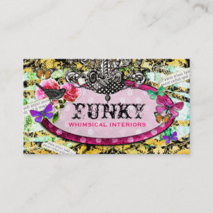 GC   Whimsical Vintage Charm Pink Bee Business Card